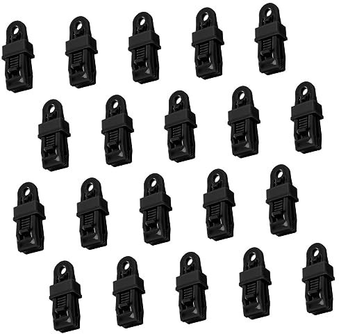 POPETPOP 1 Juego Clip De Seguridad Clavija De Tienda Pabellón Carpa Accesorios De Camping Accesorios para El Camping Clip De Tienda Abrazaderas De Toldo De Alta Resistencia Black 20 Piezas