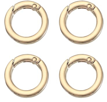 PATIKIL Anillos De Resorte O Rings, 4 Piezas 1 Pulgada Ganchos Redondos De Metal Anillas Planas Para Llaveros Bolsos Correas Collares De Perros Manualidades DIY, Oro Claro 25 mm