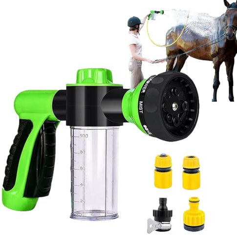 XRXRX Accessoire De Douche pour Chien 2 en 1 Jet Dog Car Pup,Mode Pulvérisateur 8 en 1 Pulvérisateur De Réglable en Mousse avec Distributeur De Savon，Lavage De Voiture Et Arrosage De Jardin