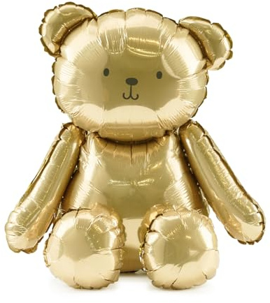 Globo de papel de aluminio con forma de oso – Oro – 38 x 42 cm – Relleno de aire – Baby Shower Cumpleaños Fiesta Infantil
