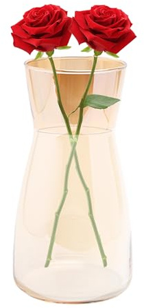 Vaso in vetro, 20 cm, vaso da fiori a tulipano, vasi da fiori per soggiorno, decorazione moderna per la casa e la tavola (ambra)