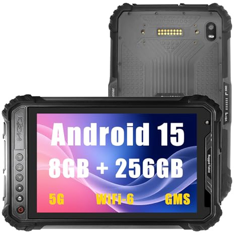 Breloom ST9-A8 Rugged Tablet with 2D Barcode Scanner, 8 Android 15 Industrial Tablet Octa-Core, 8GB+256GB, 1D/2D QR Inventory Scanner, 5G/WiFi-6/BT 5.2/NFC/GPS (with 2D)