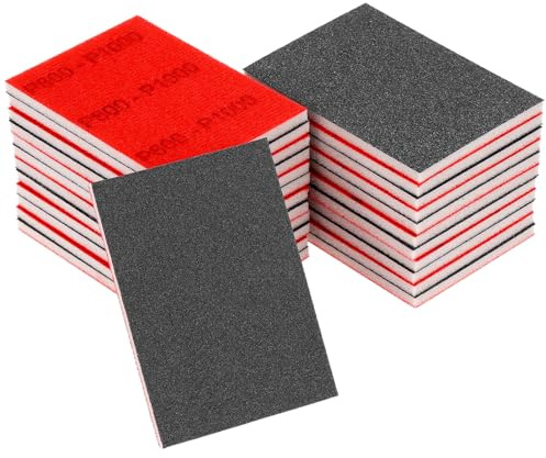 QWORK® Juego de 24 esponjas de Lijado, Grano Variado 80-3000, Lija húmedo y seco, Almohadillas de Lijado Flexibles y Reutilizables