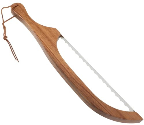 DECOMELODY Coupe-Pain Manuel Trancheuse À Pain Levain Et Maison Avec Lame Dentelée Poignée En Bois Pour Couper Gâteaux Et Pâtisseries 44.00 X 9.50 Cm