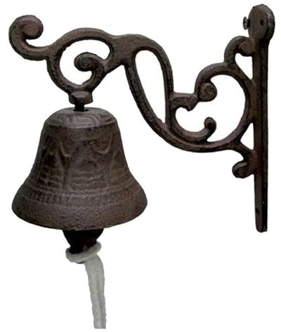 Campana de mesa rústica de hierro fundido para puerta de pájaro, decoración vintage, estilo rústico, para colgar en la pared al aire libre en la granja