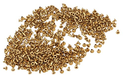 KIMISS Rivetti in Ottone per Artigianato Fai-da-te - 500 Rivetti Cavi con Bordi Arrotondati Ed Eccellente elasticità per Abbigliamento, Borse, Accessori (ottone 2)