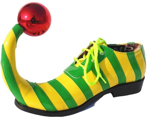 Générique Zapatos de payaso para hombre y mujer, disfraz – Zapatos Carnaval Halloween con rayas amarillas negras y bolas rojas puntiagudas para fiesta Cosplay teatro noche rave eventos festivos, Verde