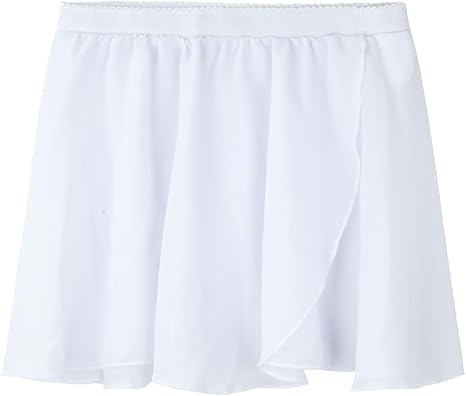 JiAmy flickor balettkjol chiffong wrap danskläder 3-11 år, Vitt, 10-11 År