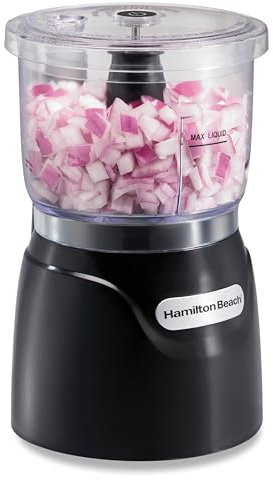 Hamilton Beach Electric Vegetable Chopper & Mini Food Processor, 3-Cup, 350 Watts, for Dicing, Mincing, and Puree, Black (72850)