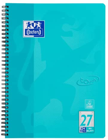 Oxford Touch Collegeblock A4 liniert, mit Doppelrand, 80 Blatt, aqua