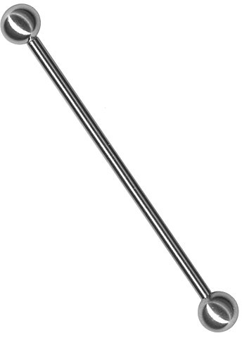 FIFTH CUE 316L Stainless Steel Industrial Barbell Jewelry for Industrial Piercing, 14GA, 2 inches - 51mm, 6 Sizes