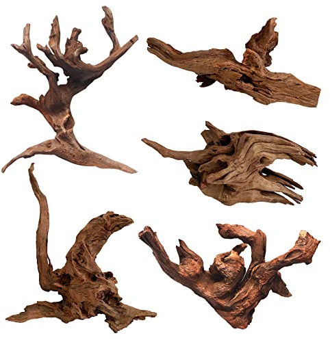 Hamiledyi 5 Pcs Driftwood Branches Aquarium Wood Decoration Natural Fish Tank Habitat Decor Wood for Lizard Assorted Size-Small