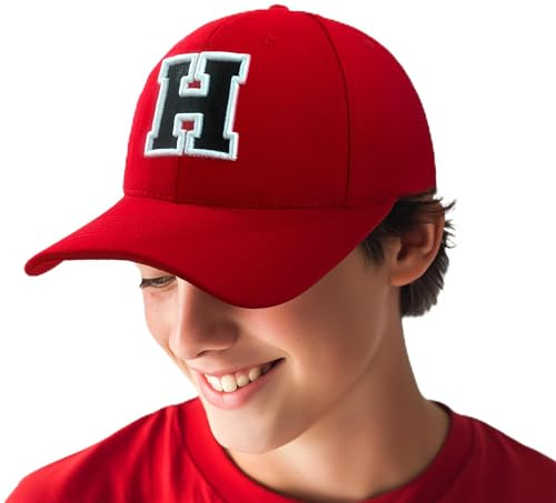 4sold baseballkeps för pojkar och flickor, 3D broderi, alfabet, barn, skola, A-Z, justerbar röd/svart bokstavskeps, sport, H, en storlek