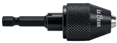 LABEAR- Drill Chuck Keyless Mini 3-Jaw Adapter with Quick-change 1/4 Hex Shank to Hold 1.5-6mm Alloy Black Drill Bits Milling Cutters