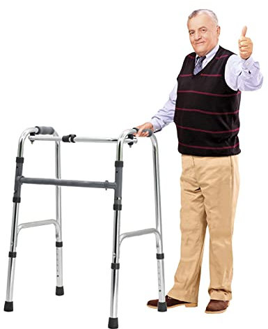 Rollator Faltbar,Gehbock für Senioren,Gehwagen für Senioren Wohnung,Rollator Ohne Rollen,Gehgestell für Senioren Stabil,Gehwagen Höhenverstellbar aus Aluminium,Gehgestell Faltbar Bright silver