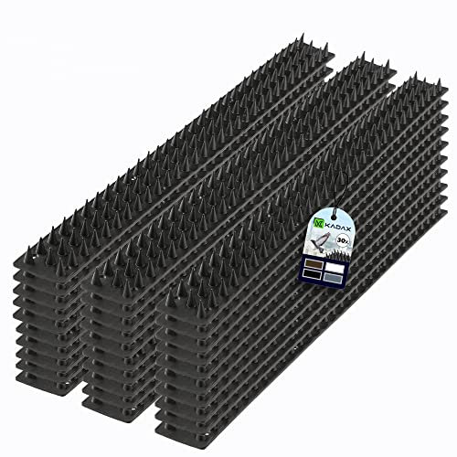KADAX Lot de 30 pointes anti-pigeons - 15 m - En plastique - Pour oiseaux et chats - Protection contre les oiseaux - Protection contre les oiseaux - Pour balcon - Noir