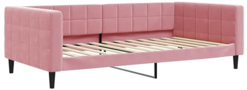 vidaXL Letto da Giorno Rosa 100x200 cm in Velluto, Divano Letto, Divano Letto Singolo, Divano Letto in Velluto, Letto per Ospiti, Divano Letto Moderno