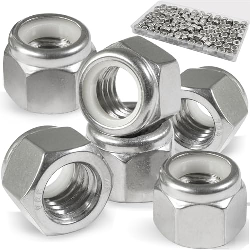 Vifmy 110 Pack 1/4-20 Inch Lock Nuts,304 (A2-70) Stainless Steel Nylon Insert Locknuts,Standard Inch Thread Nylock Nuts for Bolts