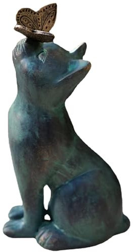 Ornements de Jardin extérieur, Ornements de Chat pour décoration de Jardin Résine de la Statue de Chat Jeu avec Papillon Curieux Figures Mignonnes Mignonnes Chats Cadeaux pour Le Porche de pelouse