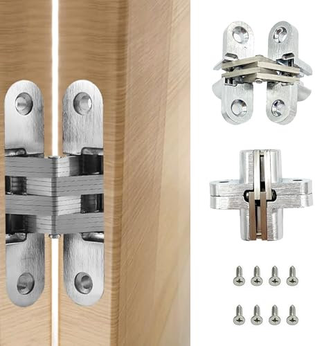 OHYER 2 pezzi Cardini a Croce Cerniere Nascoste in lega di zinco Cerniera nascosta in lega di zinco invisibile per porta pieghevole Cerniere a Croce per Porte Pieghevoli Invisibili 180 Gradi (2)