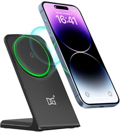 DGPLUS with MagSafe Charger Stand 15W Magnetic Wireless Charging Dock for iPhone 17 Pro Max iPhone Air/16/15/14/13/12 Series & Google Pixel 10 9 Fast Qi Charging Station (One)