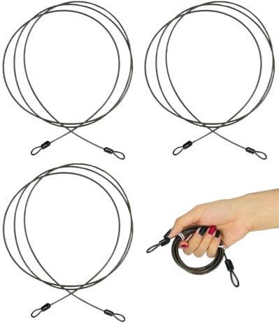 QLEUIFT 3 pcs Diebstahlsicherung Sicherheitskabel 2m Sicherheitskabel Geflochtene Schlaufenkabel Sport Sicherheitsschlaufe stahlseil mit Schlaufe Fahrräder Koffer Hoftüren Terrassenmöbel