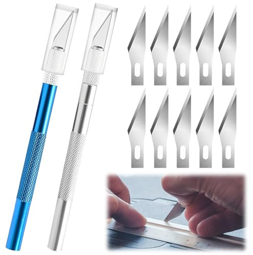 Set di 2 taglierine fai-da-te, bisturi con 10 lame di ricambio, coltello fai-da-te, coltello da intaglio, Scultura