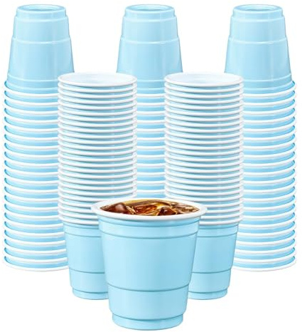 AVXINSOK 100 Pack 2 oz Light Blue Plastic Shot Cups Disposable Shot Glasses Mini Shot Cups for Party Wedding Graduation Wine Beer Shooting Games