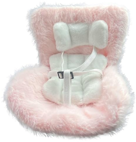 Doll Car Seat for 7 Inch Dolls, Soft Warm Plush Cute Safety Baby Doll Car Seat Functional Ornament for Air Vent Clip Desktop Display