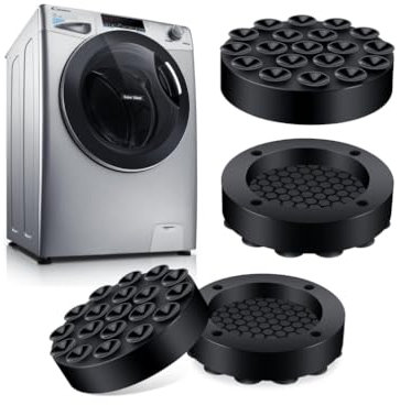 Wenrescry Tapis Anti Vibration Machine à Laver – Lot de 4 Patins Antidérapants Silencieux en Silicone pour Lave-linge, Sèche-linge, Réfrigérateur, Meubles et Sols Fragiles – Noir