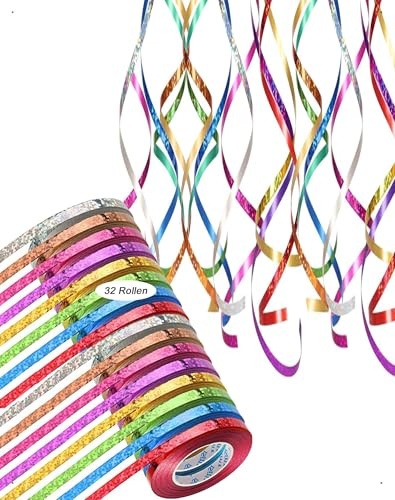 SanKristo 320 Colors Curling Ribbons, Serpentinas de Cumpleaños, Cinta para Globos Regalos, Decoración para Fiestas de Cumpleaños, Nochevieja, Carnaval, Bodas, Cinta de Regalo