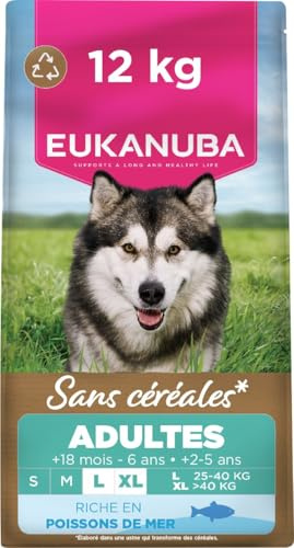 Eukanuba, alimento para Perros sin Cereales con Pescado para Razas Grandes - Alimento seco Premium sin Cereales para Perros Adultos, 12 kg