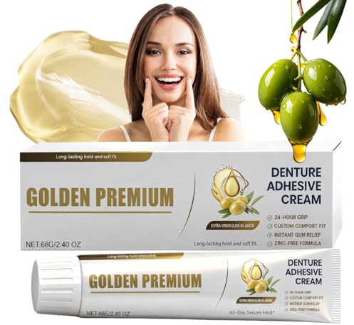 Denture Adhesives – Denture Adhesive Gel Fixative Cream – Hold for Loose Upper & Lower Den/tures, Thermoplastic Den/ture Adh/esive, Den/ture Gluefor Teeth with Olive Oil, Comfort and Stability