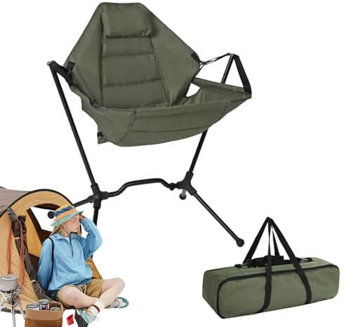 Silla de Camping portátil – Taburete oscilante Plegable Ajustable de Aluminio – Silla portátil para Exteriores – para Patio, césped, Patio, Fiesta, Playa, Picnic
