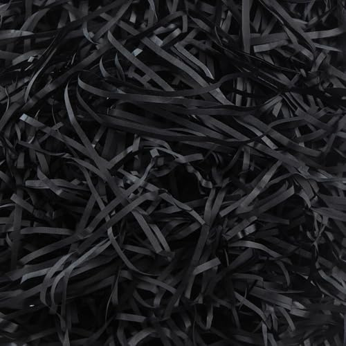NVGVUP 100 g strimlat sidenpapper svart fyllningsmaterial | Fyllningsmaterial för presentlådor, korgar och förpackningar, lämplig för fester, fester och speciella tillfällen