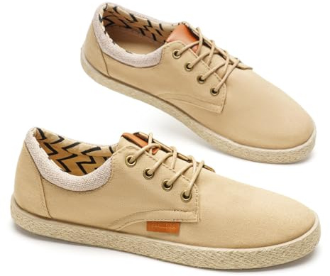 GLAMORA Zapatillas Lona Hombre con Cordones Alpargata Casual Canvas Zapato Plano Ligero Transpirable Suela Goma Efecto Esparto Flexible Comodo Verano bg-43