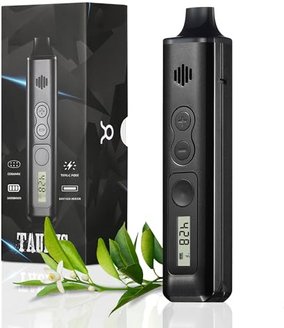 Taurus Dry Herb Vaporizer Herbal Vaporizer with Isolated Air Path|1300mah Huge Battery Dry Herb Vaporsers with Friendly LCD Display No Nicotine (Black)