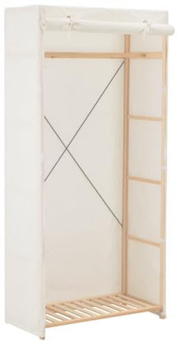 Zentexion Vit tyggarderob 79 x 40 x 170 cm med träram, utrymmesbesparande, stabil, multifunktionell, modern för sovrum, hall, barnrum, lätt att montera, väggmonterbar