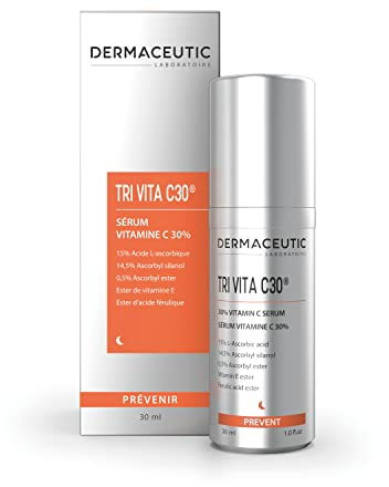 Dermaceutic Tri Vita C30-30% Vitamin C-Serum - Hochkonzentriertes Premium-Produkt mit 3 Arten von Vitamin C und Vitamin E - Antioxidatives Gesichtsserum - 30 ml