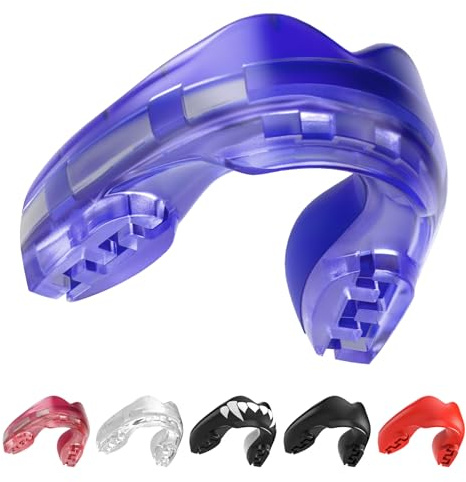 SafeJawz Mouthguard for Braces, One Size Re-mouldable Gum Shield with Case for Boxing, MMA, Rugby, Martial Arts, Judo, Karate, Hockey and All Contact Sports (Ice Blue)