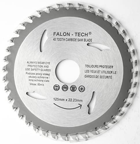 Falon-Tech 125 mm de diámetro 40 dientes Hoja de sierra circular para madera