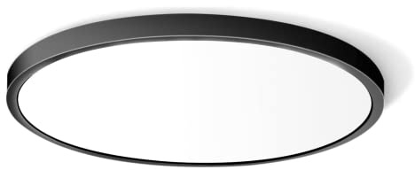 30 cm (12 tum) 24 W LED infälld taklampa, 2 800 K varmvit badrum, 3 200 LM, svart runda taklampor, 240 W motsvarande taklampa för garderober, kök, hall, sovrum etc.