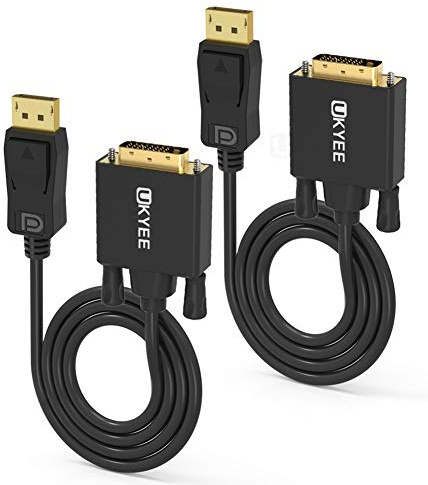 UKYEE Displayport to DVI Cable 3ft 2-Pack，Display Port (DP) to DVI Cord Adapter for Computer Monitor Projector