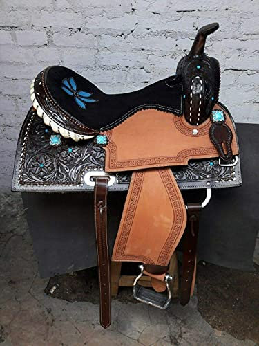 Equestrian Universe Selle de course Western Barrel avec appuie-tête et col Brestet assortis