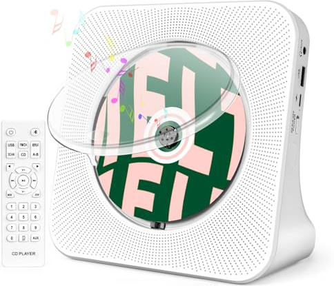 Portable CD Player for Home, ROADOM Desktop CD Players with Speakers, CD Player for Kids, Combo with Bluetooth/FM Radio/Stereo Sound/Remote Control/USB Drive/AUX/Timer/Repeat