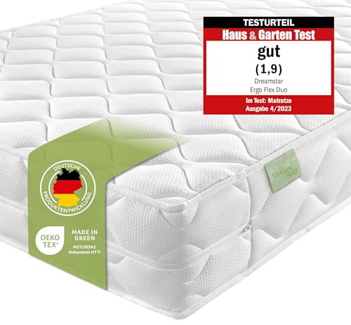 DREAMSTAR Ergo Flex Duo 180x200cm I ergonomische 7-Zonen Kaltschaummatratze I Öko-TEX® | H2 & H3 | Hypoallergen & Antibakteriell | 16 cm hoch 180 x 200 cm