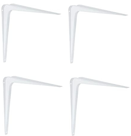 Gedotec Regalträger Metall Regalkonsole 300 mm Stahlblech-Konsole für Wandregale | Regalhalter für die Wand-Montage | 4 Stück - Stahl weiß beschichtet | Winkel-Konsole für Bücher-Regale & Tablare