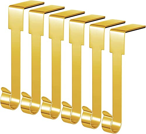 Guojanfon Soportes para calcetines de Navidad, ganchos para chimenea, ganchos para chimenea, gancho para calcetines de Navidad, colgador de chimenea para decoraciones de fiesta de Navidad (6 dorados,