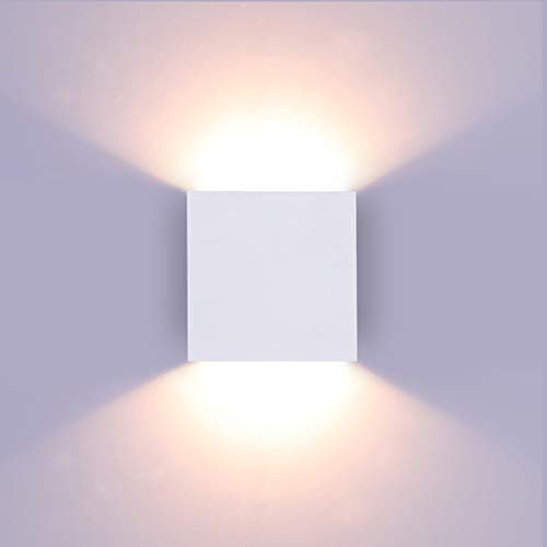 Glighone Applique Murale Intérieur, 10W Moderne Aluminium Lampe Murale LED, Up Down Lampe Murale Blanche pour Chambres à Coucher Salon, Blanc Chaud 3000k