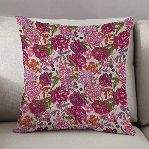 Funda Cojines del Sofá 50x50cm,Decoración Shabby Chic, peonías, zarzamora y flores silvestres en estilo vintage Colori,Throw Cojín Decoración Almohada Caso de la Cubierta Decorativo para Sala de Estar